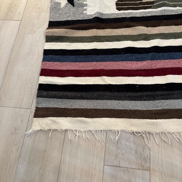 Vintage Native Indian Chief Head Woven Aztec Mayan Rug Throw Blanket 52” X 80” - Picture 5 of 5